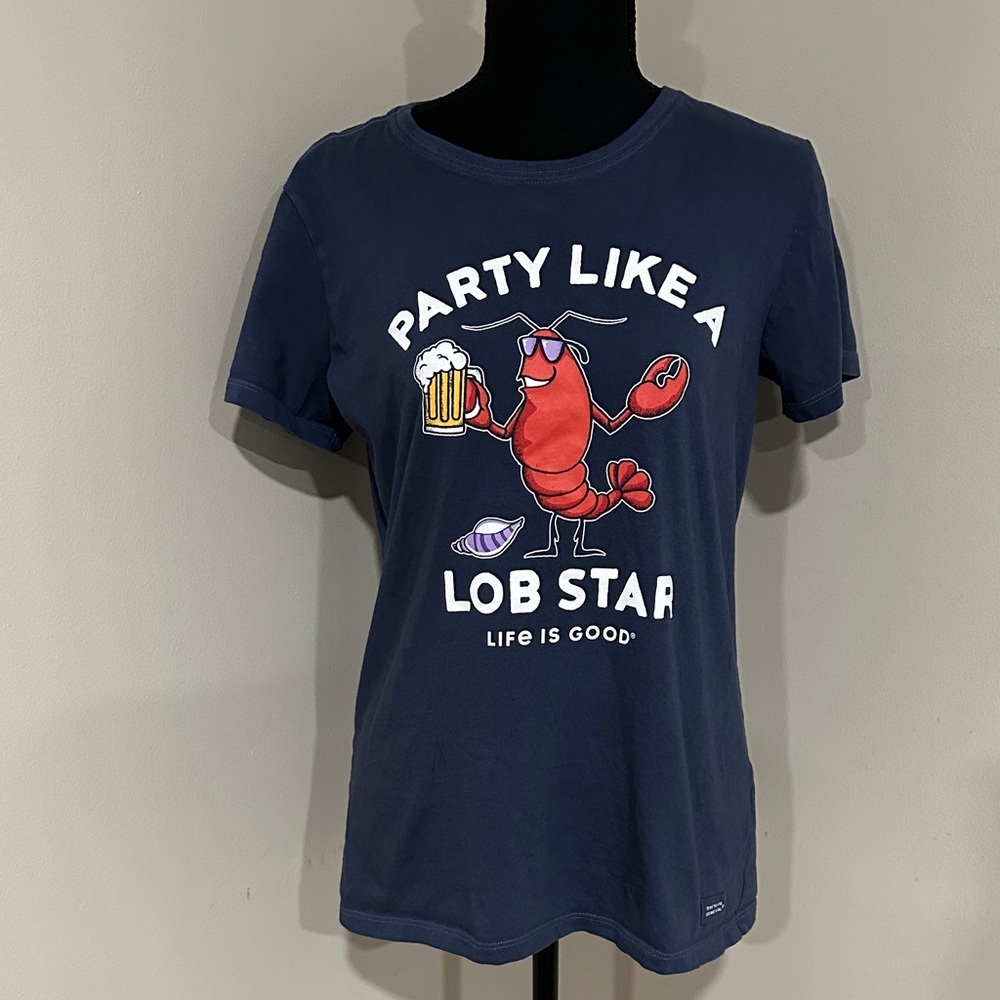 *LIFE IS GOOD* Blue Party Like A Lob Star Tee Size Medium
